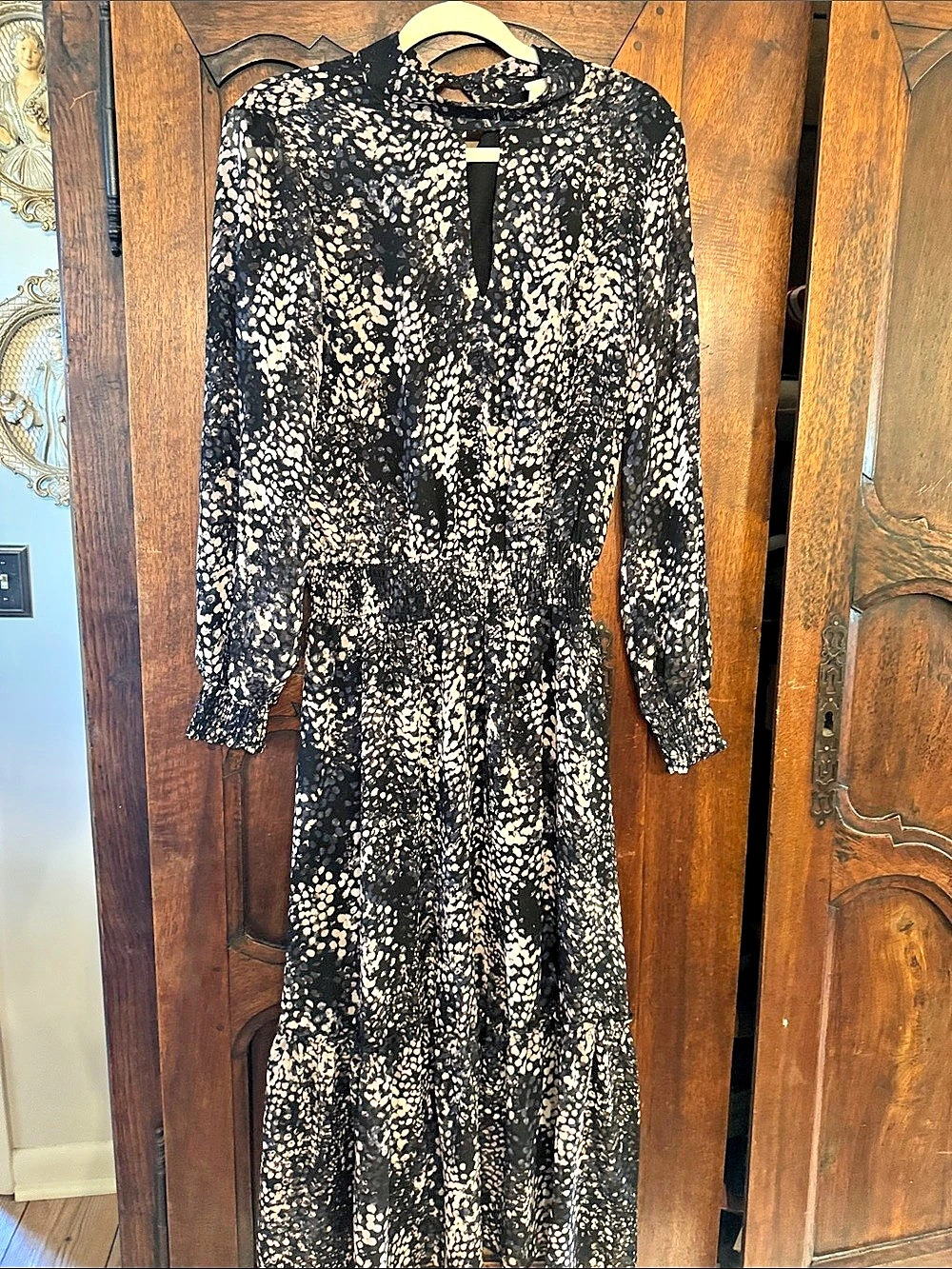 Roan + Ryan Animal Print Maxi Dress Black & Pink Medium